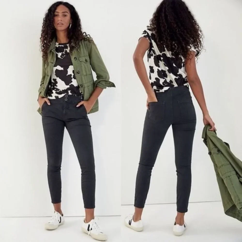 NWT Anthropologie Pilcro High-Rise Darted Skinny Jeans Black